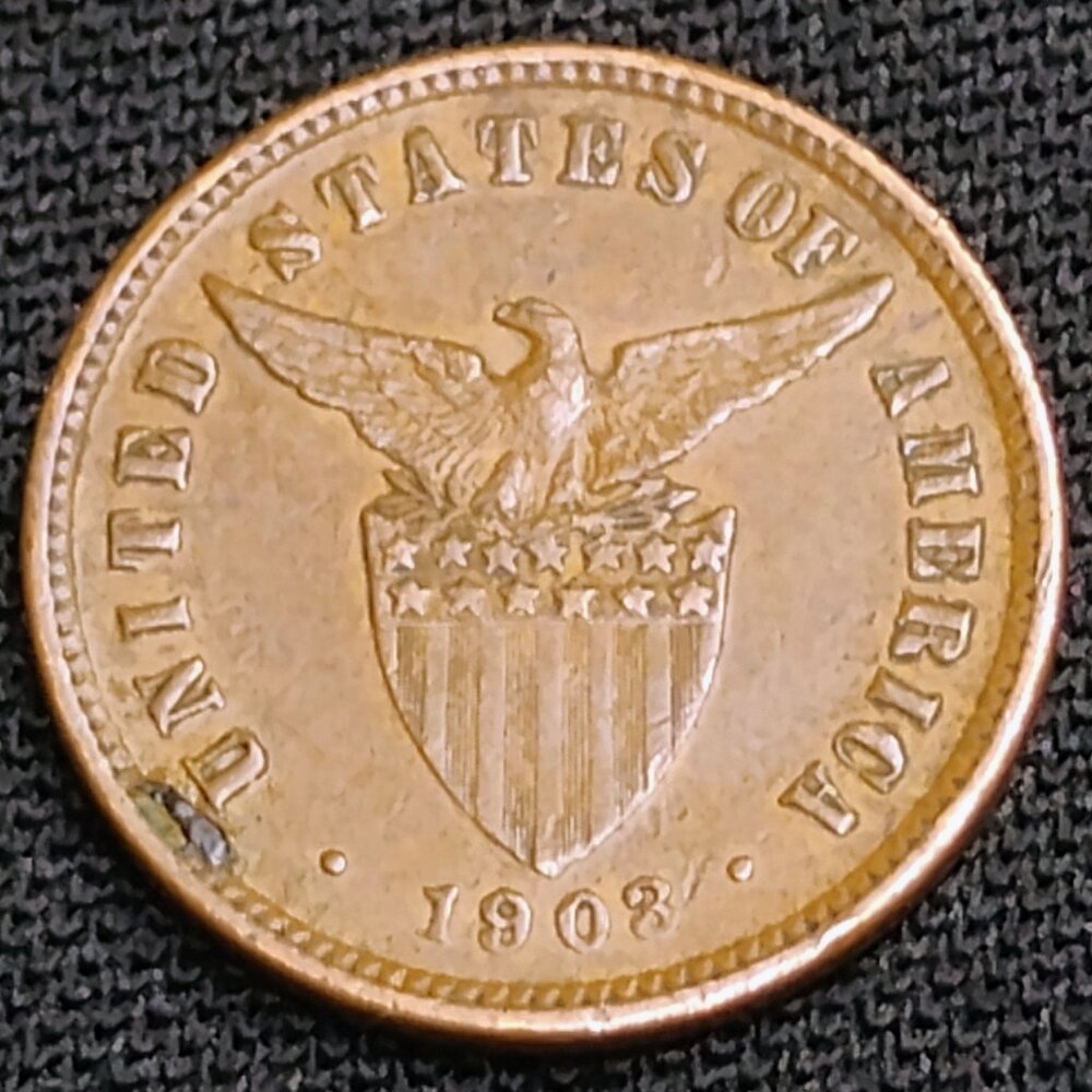 1903 Philippine Half Centavo Bronze USA Foreign Coin 103 Years Old Antique Coin